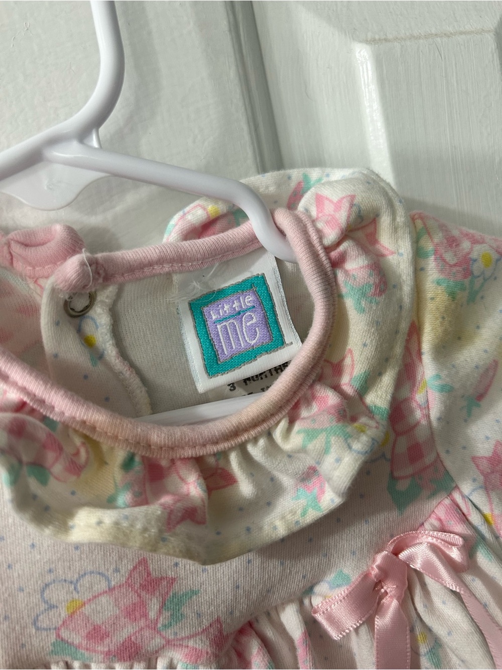 Vintage Little Me Baby Dress & Bloomers Set 3M Pink Gingham Bows Cottagecore - Picture 4 of 5